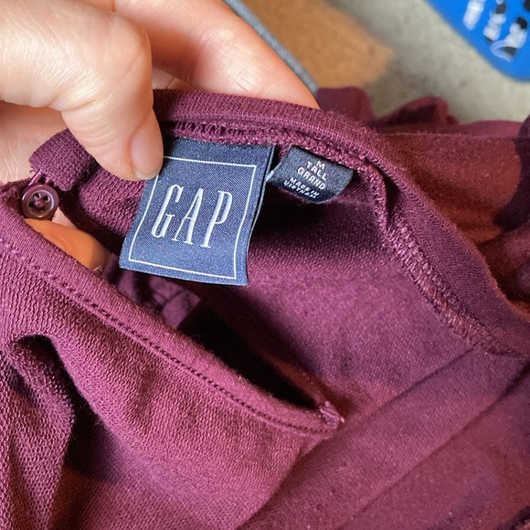 Gap burgundy tall long sleeve romper jumpsuit one piece - Picture 2 of 6